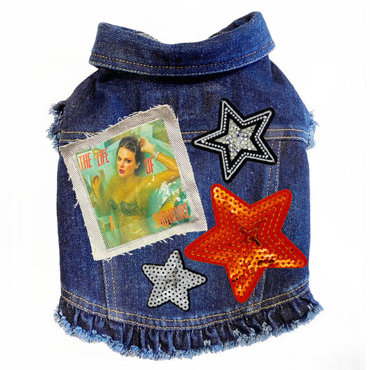 Life of a Showgirl Swiftie inspired Denim Dog Jacket alternate view