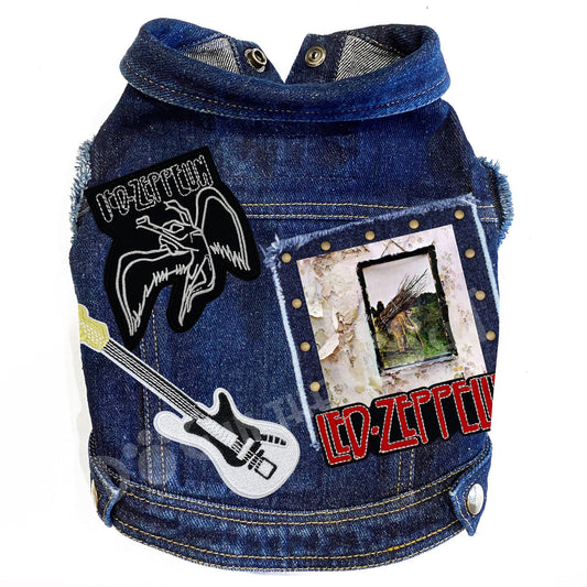 Rock Star - Led Zeppelin - Denim Dog Jacket for dogs