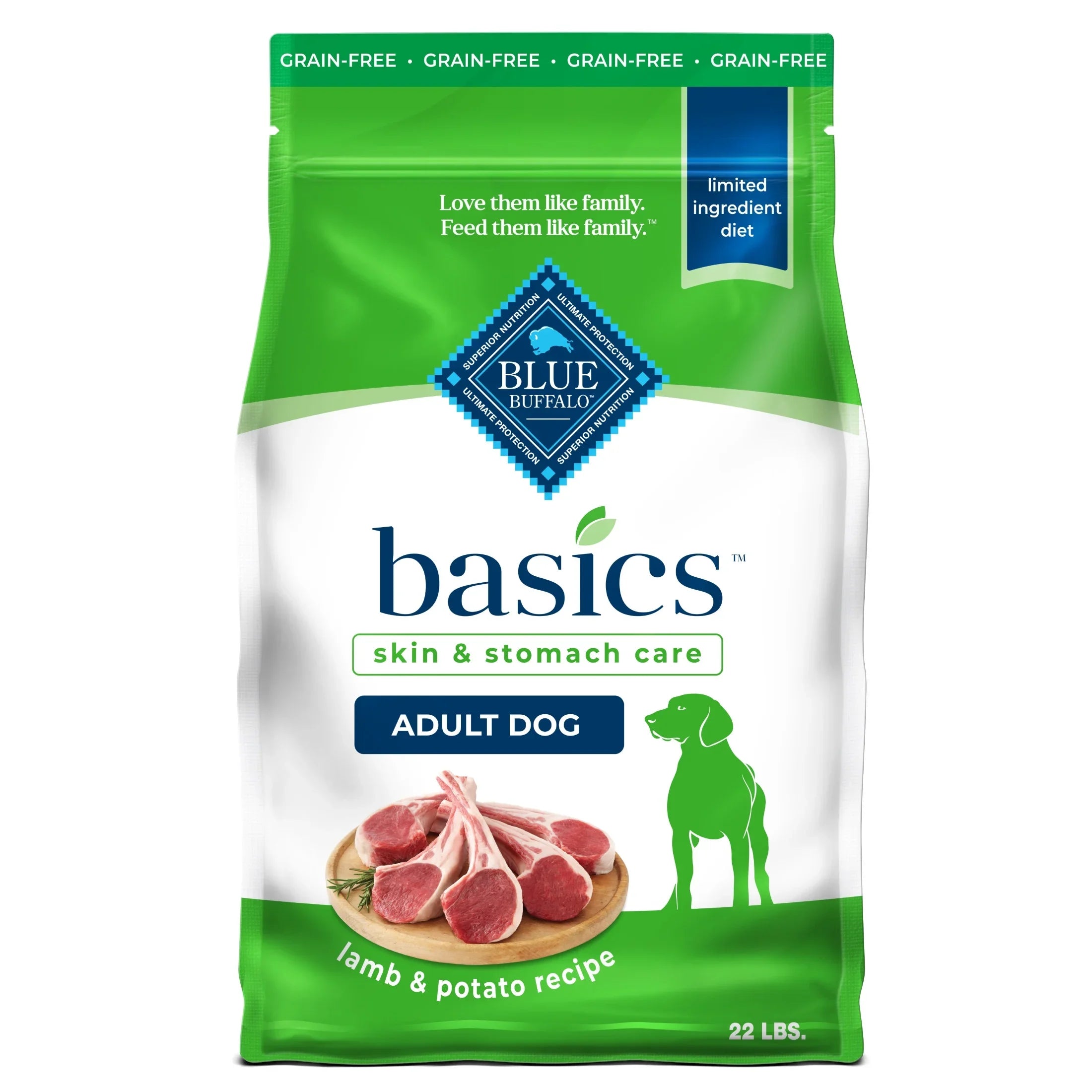 Blue Buffalo Basics Adult Grain-Free Lamb & Potato, Limited Ingredient Diet Dry Dog Food 