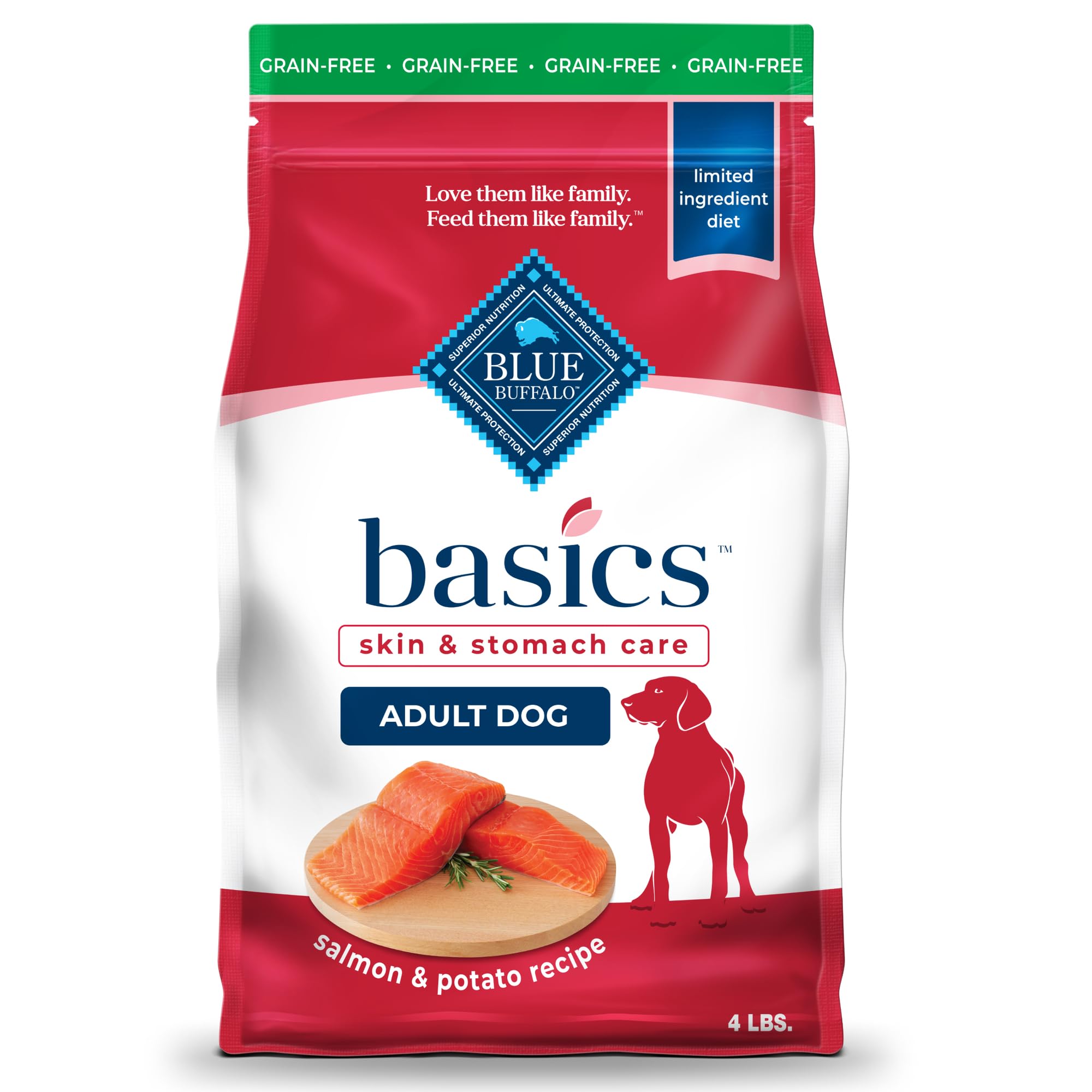 Blue Buffalo Basics Adult Grain-Free Salmon & Potato, Limited Ingredient Diet Dry Dog Food 
