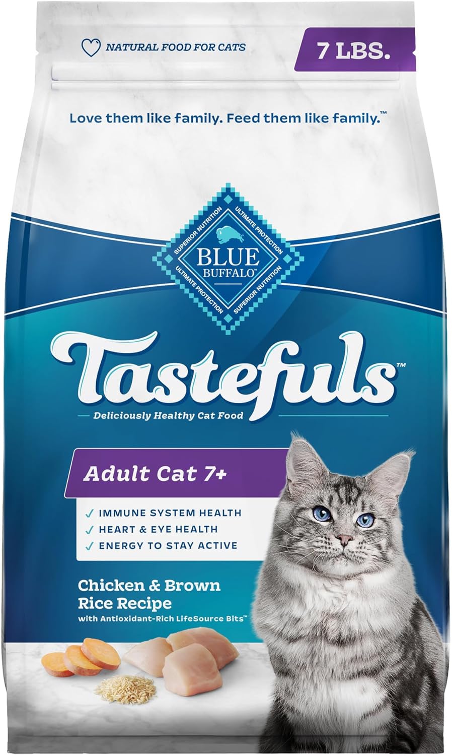Blue Buffalo Tastefuls Adult 7+ Chicken & Brown Rice Recipe (7lb) 