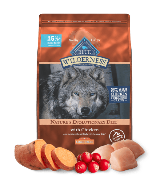 Blue Buffalo Wilderness Adult Large Breed Chicken with Wholesome Grains Dry Dog Food (24lb) 