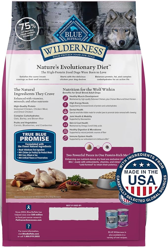 Blue Buffalo Wilderness Adult Small Breed Chicken with Wholesome Grains Dry Dog Food 