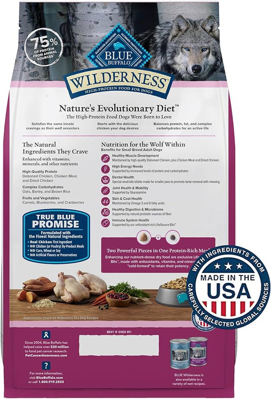 Blue Buffalo Wilderness Adult Small Breed Chicken with Wholesome Grains Dry Dog Food 