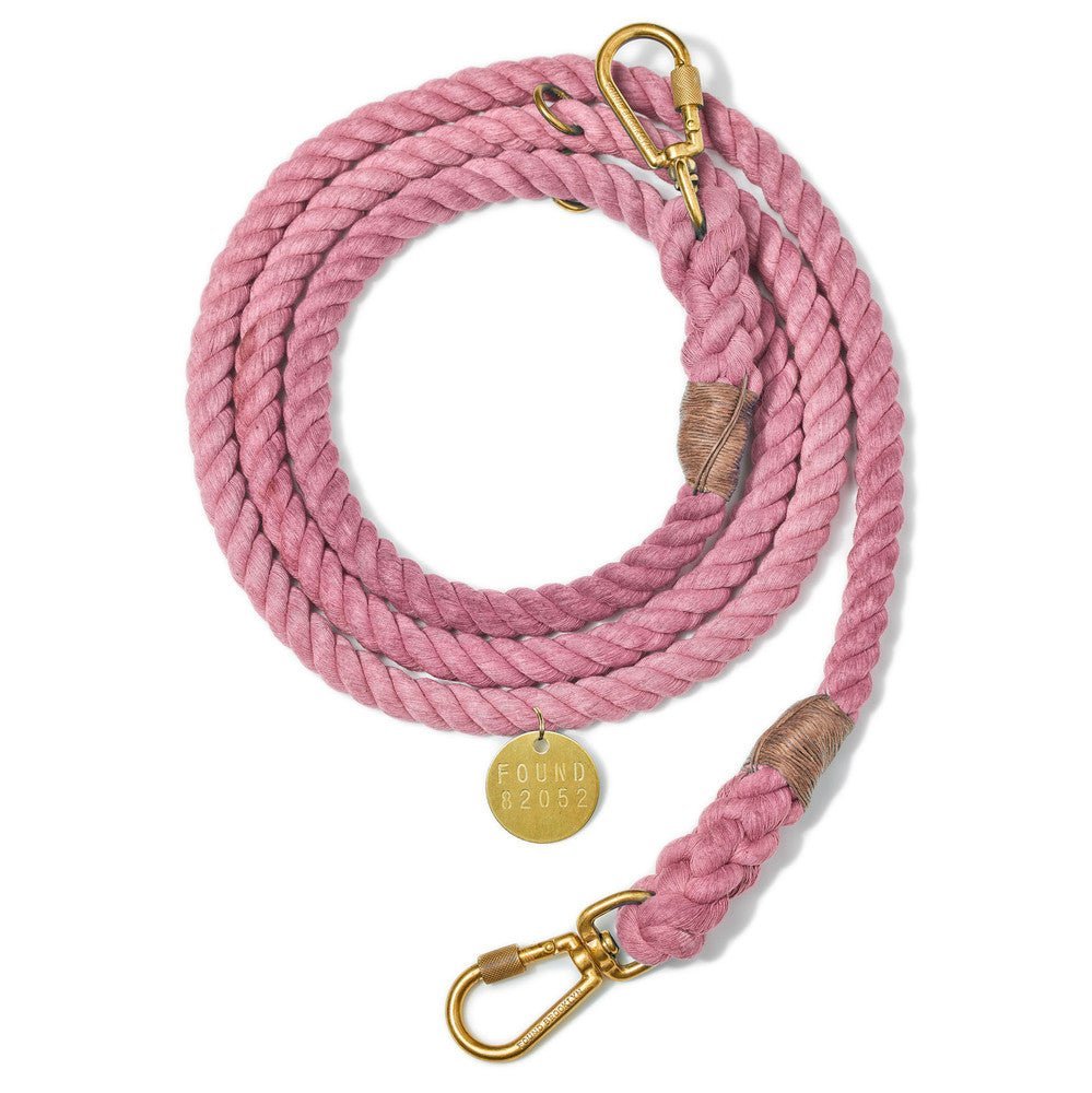 Shop Leashes Premium Blush Cotton Rope Dog Leash, Adjustable & Handcrafted - Found My Animal