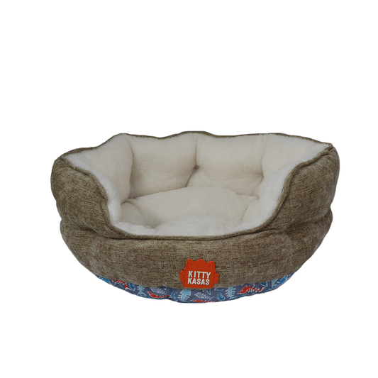 Kitty Kasa Bolster Cat Bed Heathered Brown