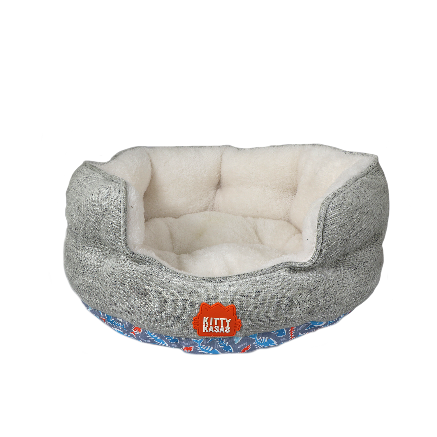 Kitty Kasa Bolster Cat Bed Heathered Grey