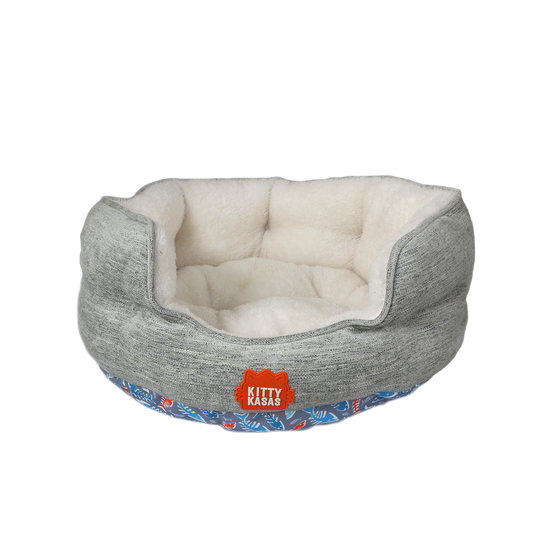 Kitty Kasa Bolster Cat Bed Heathered Grey