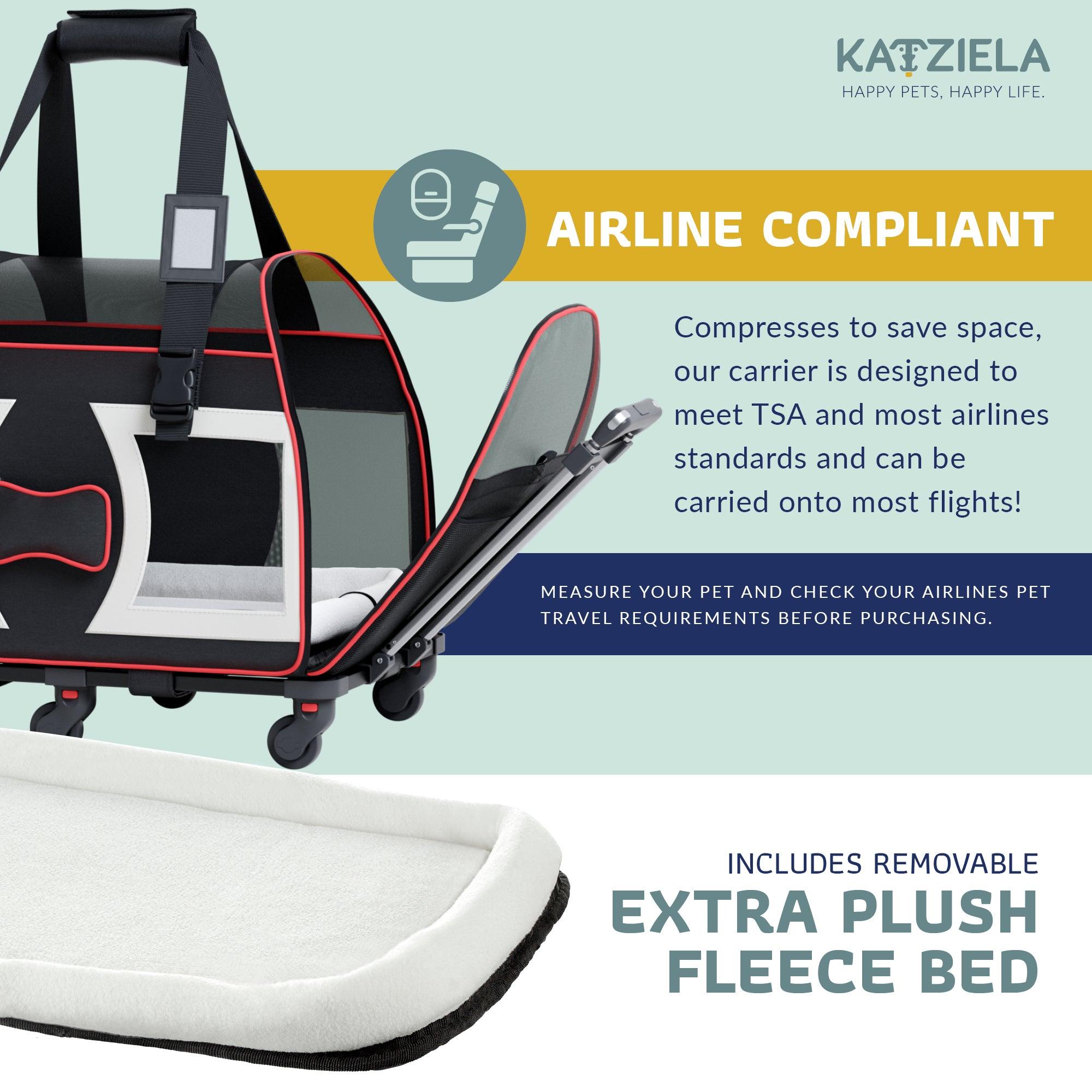 Bone Cruiser Pet Carrier with Removable Wheels and Telescopic Handle