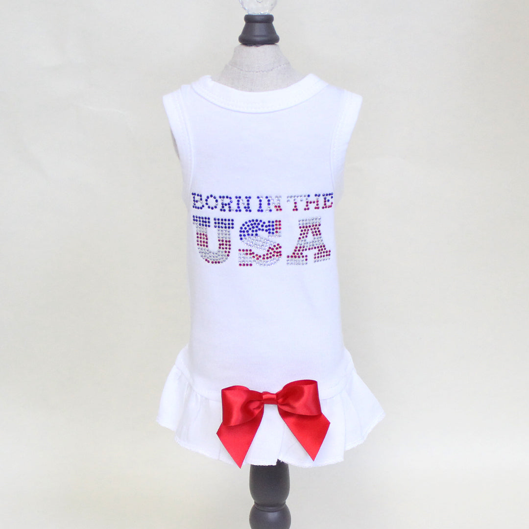 Born in the USA Dog Cotton Crystal Dress - Designer Dog Clothes from Southlake Paws
