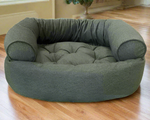 Bowsers Pet Products premium orthopedic donut dog bed in gray with soft cushion and bolstered sides