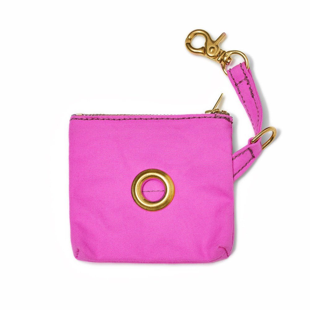 Poop Bag Pouches Premium Bright Pink Waxed Canvas Poop Bag Pouch