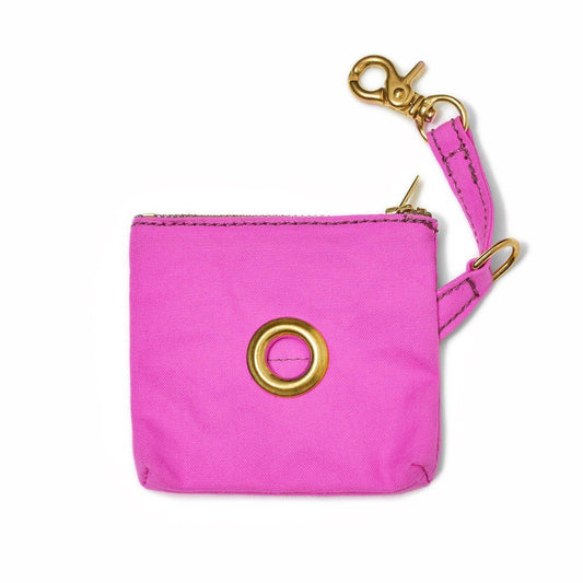 Poop Bag Pouches Premium Bright Pink Waxed Canvas Poop Bag Pouch