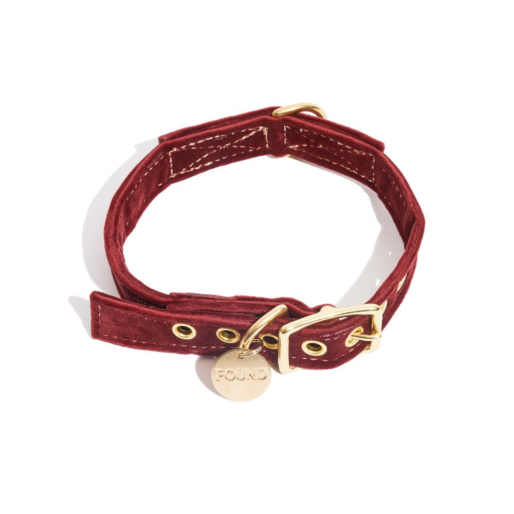 Dog Collars Premium Burgundy Washable Velvet Cat & Dog Collar