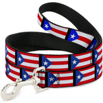 Dog Leash - Puerto Rico Flag Repeat/Black