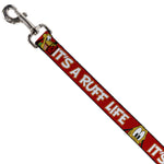 Dog Leash - Pluto 2-Pose IT'S A RUFF LIFE Red/Yellow/White