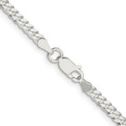 3mm Sterling Silver Solid Flat Curb Chain Necklace