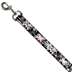 Dog Leash - Punk Heart & Cross Bones w/Skulls & Splatter Black/White