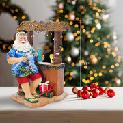 Kurt Adler 11-Inch Fabriché Beach Santa Sitting At Tiki Bar