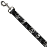 Dog Leash - Geometric 3-D Skull Face/Chevron Black/Grays/White