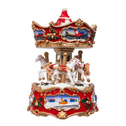 Kurt Adler 7-Inch Wind-Up Musical Carousel Table Piece