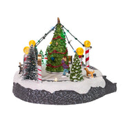 Kurt Adler 7-Inch Battery-Operated Musical LED Ice Rink with Tree Table Piece