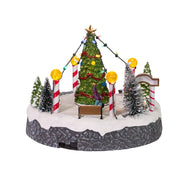 Kurt Adler 7-Inch Battery-Operated Musical LED Ice Rink with Tree Table Piece