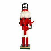 Kurt Adler 15-Inch Red, White and Black Nutcracker with Gift Box and Wreath