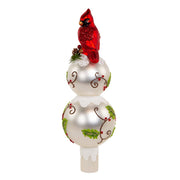 Kurt Adler 12-Inch Glass Holly and Cardinal Tree Topper