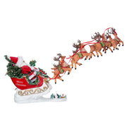 Kurt Adler 24-Inch Fabriché Musical Santa with Eight Reindeer, 2-Piece Set