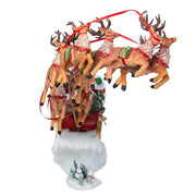 Kurt Adler 24-Inch Fabriché Musical Santa with Eight Reindeer, 2-Piece Set