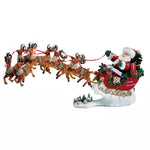 Kurt Adler 24-Inch Fabriché Musical Santa with Eight Reindeer, 2-Piece Set