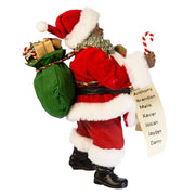 Kurt Adler 10.5-Inch Fabriché Black Santa with List and Candy Cane