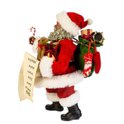 Kurt Adler 10.5-Inch Fabriché Black Santa with List and Candy Cane