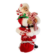 Kurt Adler 10.5-Inch Fabriché Santa With Christmas Candy and Bag