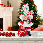 Kurt Adler 10.5-Inch Fabriché Santa With Christmas Candy and Bag