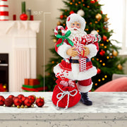 Kurt Adler 10.5-Inch Fabriché Santa With Christmas Candy and Bag