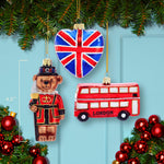 Kurt Adler 4.5-Inch Britain Inspired Glass Ornaments, Set of 3