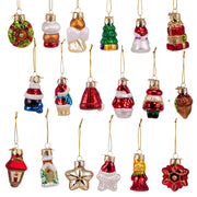 Kurt Adler 2-2.5-Inch Mini Christmas Shape Glass Ornaments, 18 Piece Set