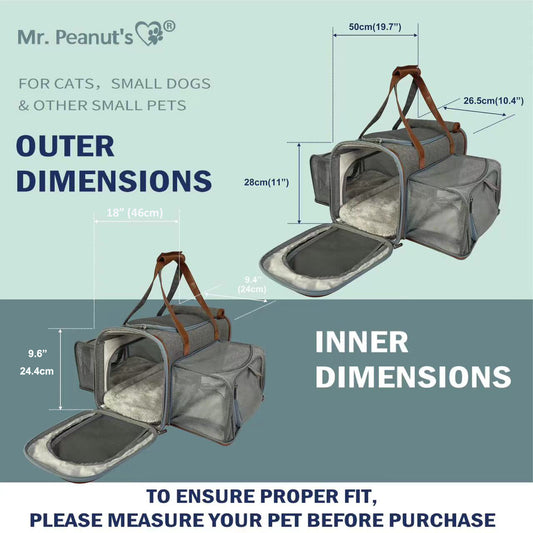 Mr. Peanut's Gold Series Big Apple XL Size Airline Compliant Double Expandable Pet Carrier - Southlake Paws