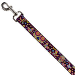 Dog Leash - Mariposa Calaveras/Butterflies/Flowers Burgundy/Multi Color