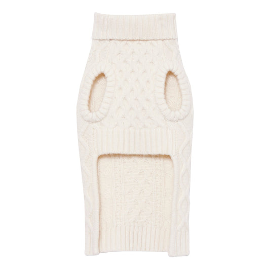Nooee Pet Off White Wool Cable Sweater