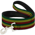 Dog Leash - Houndstooth Black/Rasta