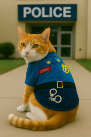 Parisian Pet 'Officer Woof' Halloween Costume for Dogs & Cats – Police Dog Costume, Pet Officer Outfit for Halloween, Light Blue