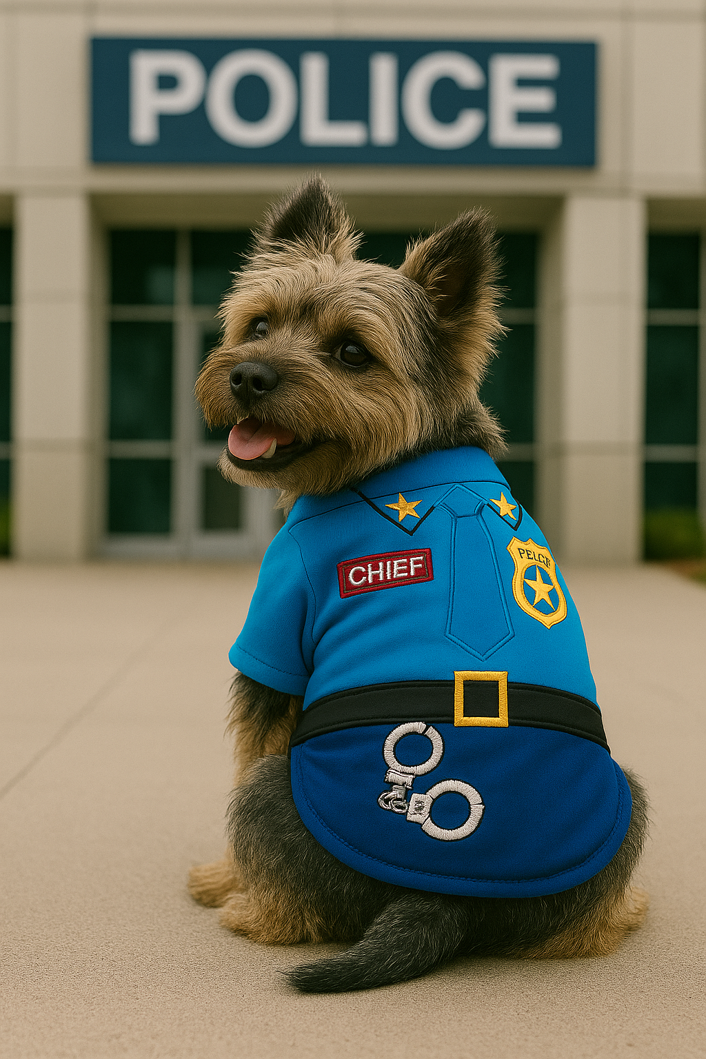 Parisian Pet 'Officer Woof' Halloween Costume for Dogs & Cats – Police Dog Costume, Pet Officer Outfit for Halloween, Light Blue