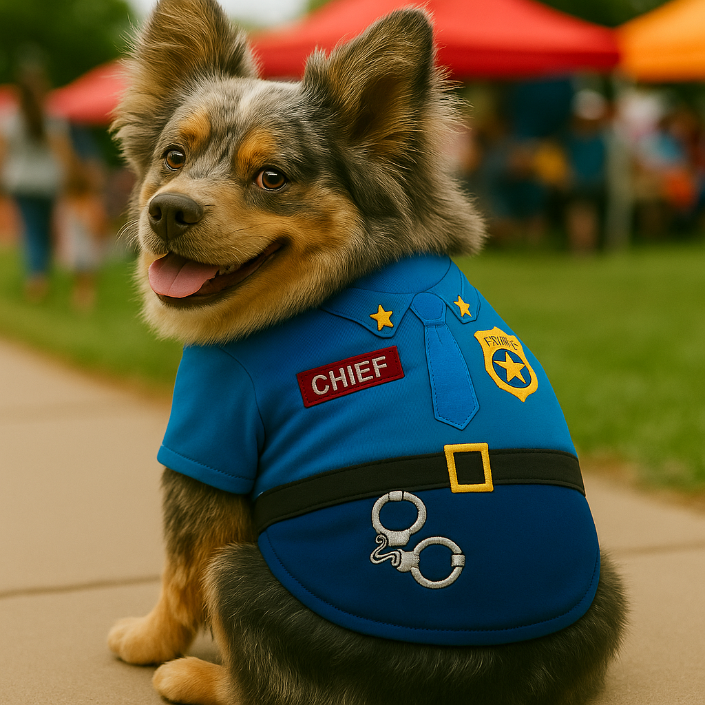 Parisian Pet 'Officer Woof' Halloween Costume for Dogs & Cats – Police Dog Costume, Pet Officer Outfit for Halloween, Light Blue