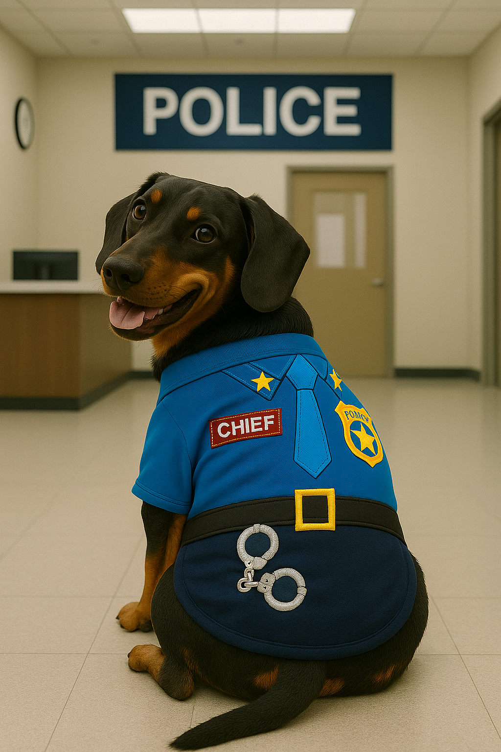 Parisian Pet 'Officer Woof' Halloween Costume for Dogs & Cats – Police Dog Costume, Pet Officer Outfit for Halloween, Light Blue