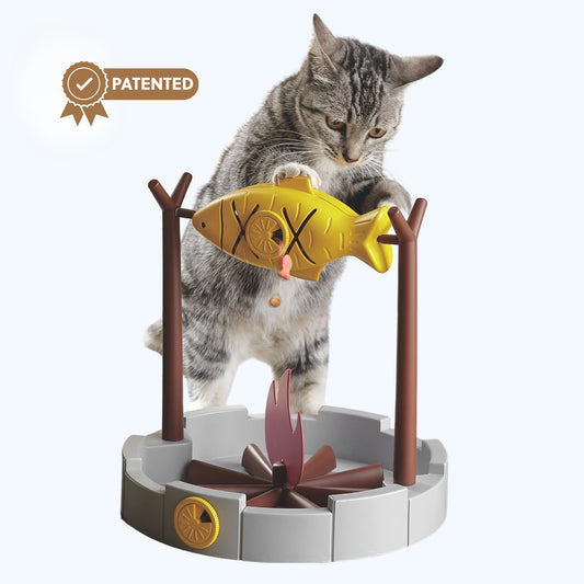 Grilled Fish Slow Feeder Cat Toy Treat Dispenser