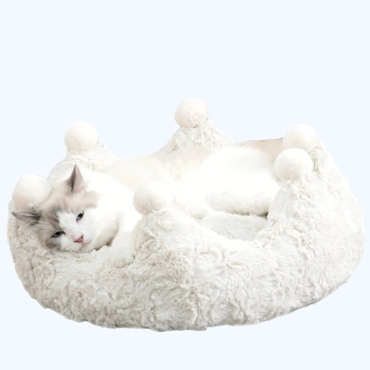 Rose Crown Cozy Luxury Plush Cat Bed for Indoor Cats