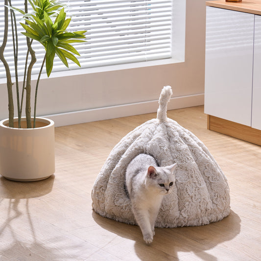Rose Hut Luxury Enclosed Cat Bed for Indoor Cats